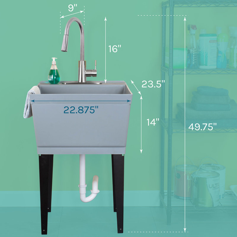 UtilitySink 22.875'' L x 23.5'' W Free Standing Laundry Sink with